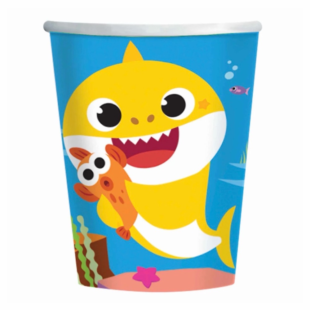 Amscan Baby Shark Party Cups - Blue and Yellow